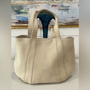 Antonio Melani leather handbag, beige suede,in good condition Boho hippie